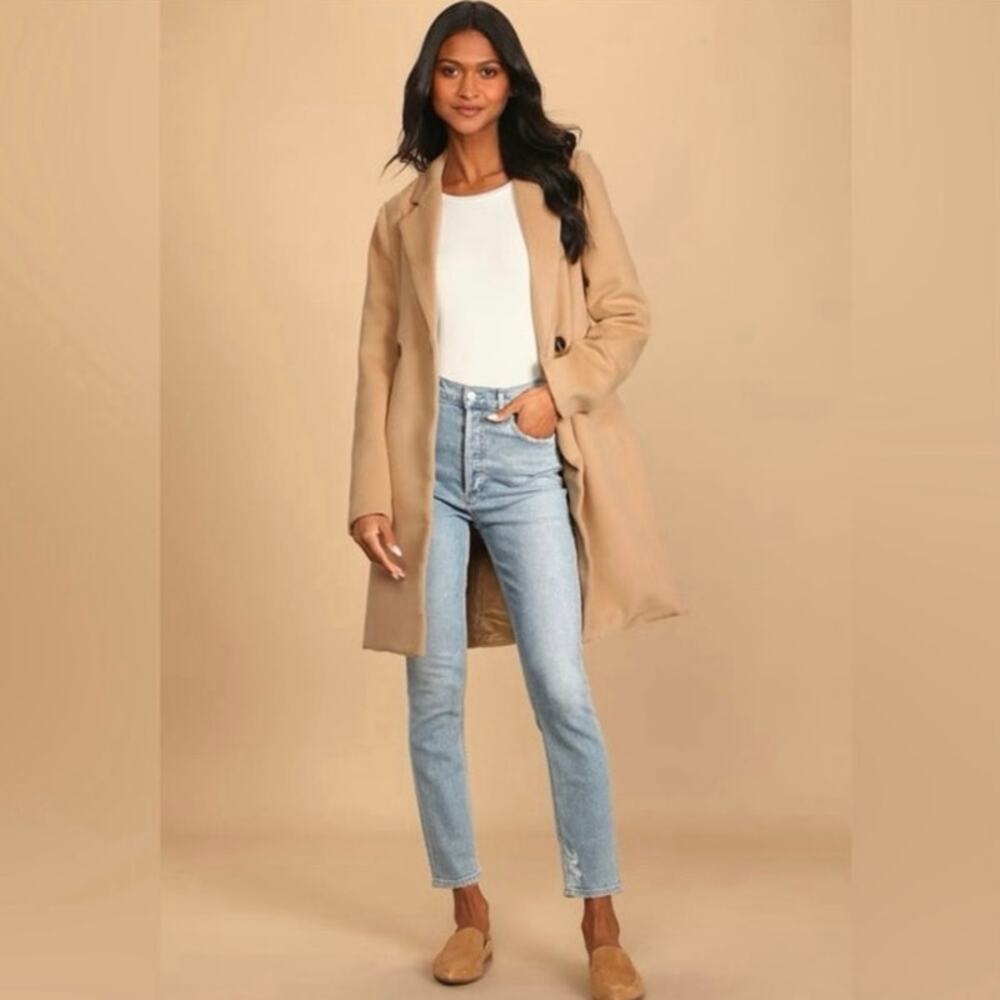 Lulus Harriet Long Double-Breasted Tan Coat - Picture 4 of 9